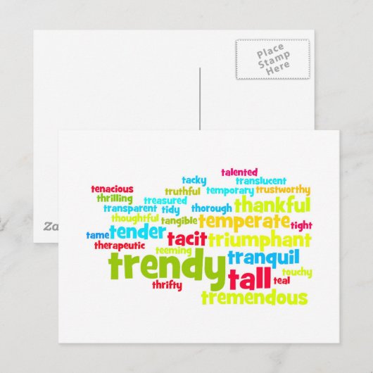 Beschrijf uzelf met bijvoegsels - T Briefkaart (Voorkant / Achterkant)