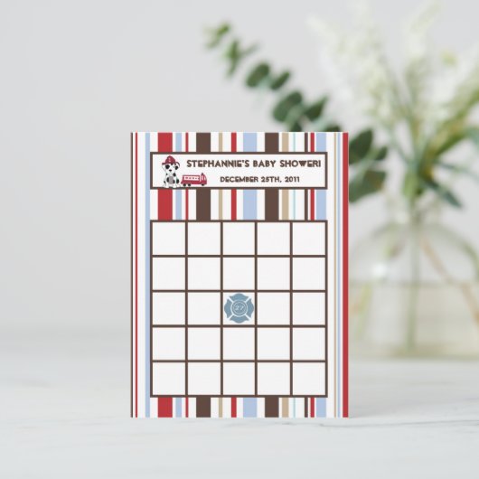 Beschrijfbare Bingo Kaart Nojo brandweerauto (Staand voorkant)