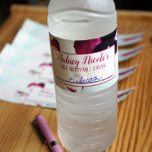 Beschrijfbare Magenta, Aquamarijn Viooltjes Flesla Waterfles Etiket