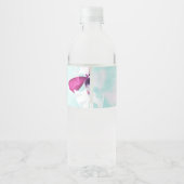 Beschrijfbare Magenta, Aquamarijn Viooltjes Flesla Waterfles Etiket (Achterkant)