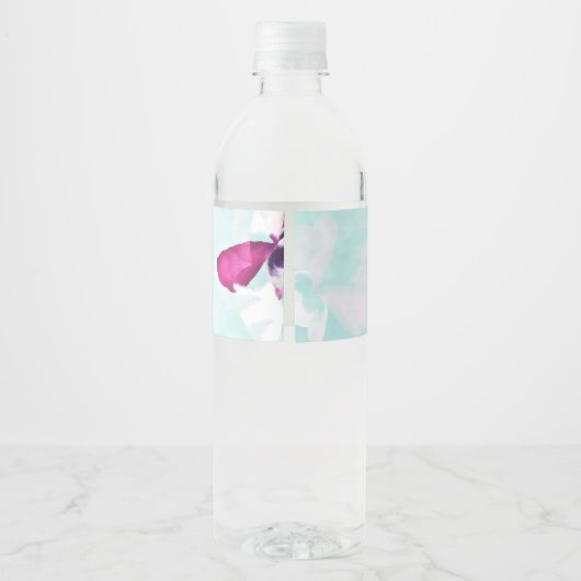 Beschrijfbare Magenta, Aquamarijn Viooltjes Flesla Waterfles Etiket (Achterkant)