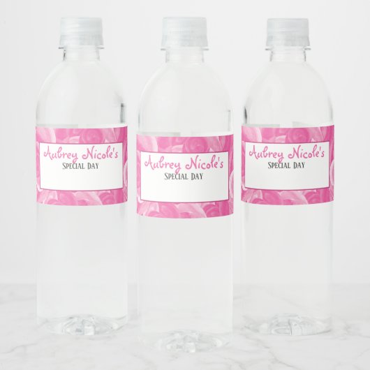 Beschrijfbare Roze Rozen Waterfles Labels Etiket (Flessen)