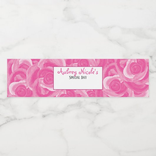Beschrijfbare Roze Rozen Waterfles Labels Waterfles Etiket (Enkel label)