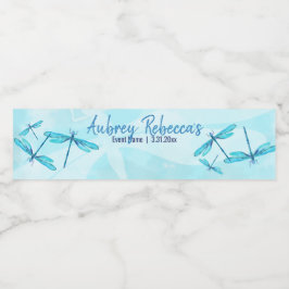 Beschrijfbare Turquoise Libelle Waterfles Labels Waterfles Etiket