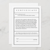 Beschrijvend Modern Certificaat van Echtheid Bedankkaart (Voorkant / Achterkant)