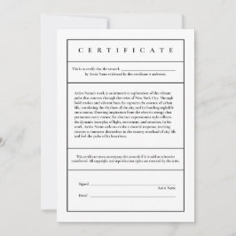 Beschrijvend Modern Certificaat van Echtheid Bedankkaart