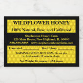 Beschrijvende honingpot (versie 4) voedselcontainer etiket (Enkel label)