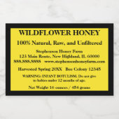 Beschrijvende honingpot (versie 5) voedselcontainer etiket (Enkel label)