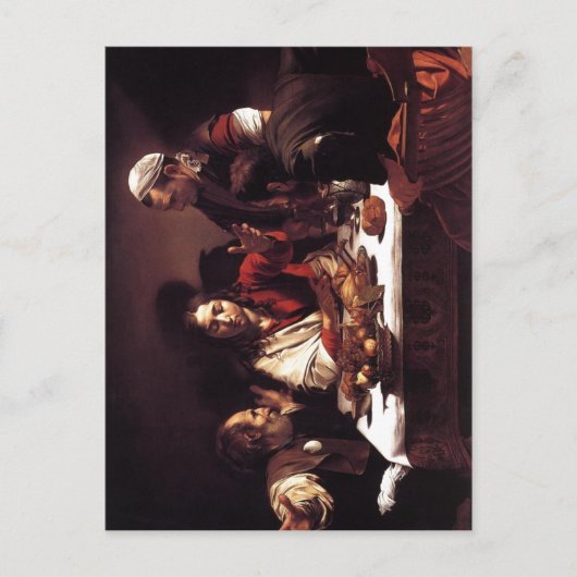 Beschrijving Michelangelo da Caravaggio Supper op Briefkaart (Voorkant)
