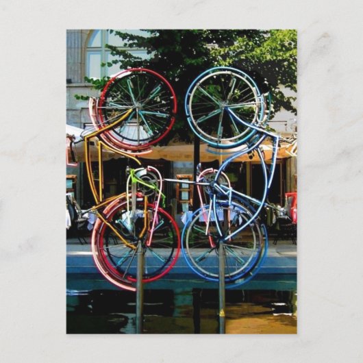 Beschrijving Robert Rauschenberg Riding Bikes , Ob Briefkaart (Voorkant)