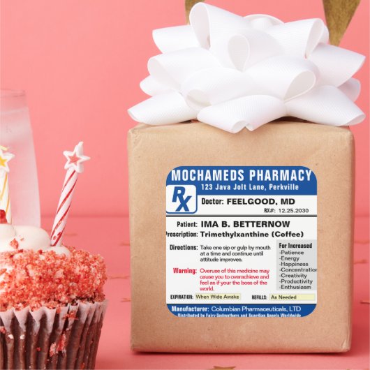 Beschrijving van de rechthoekige koffiezetsticker vierkante sticker (Feest)