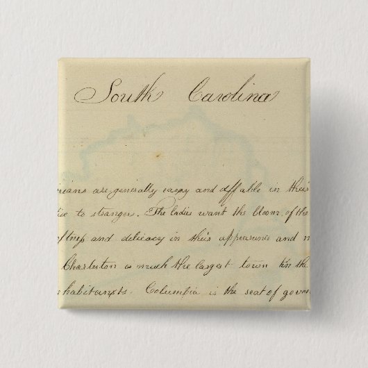 Beschrijving van South Carolina Vierkante Button 5,1 Cm (Voorkant)