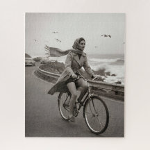 Beschrijving van vintage monochroom legpuzzel