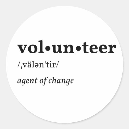 Beschrijving vrijwilliger ronde sticker (Voorkant)