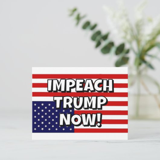 BESCHULDIG TRUMP NU! BRIEFKAART (Staand voorkant)