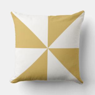Besemde Geel en Witte Pinwheel Kussen