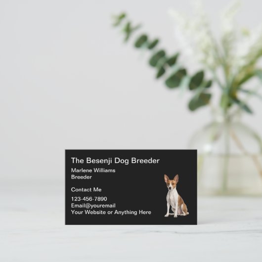 Besenji hondenfokker en redding Visitekaartjes (Staand voorkant)