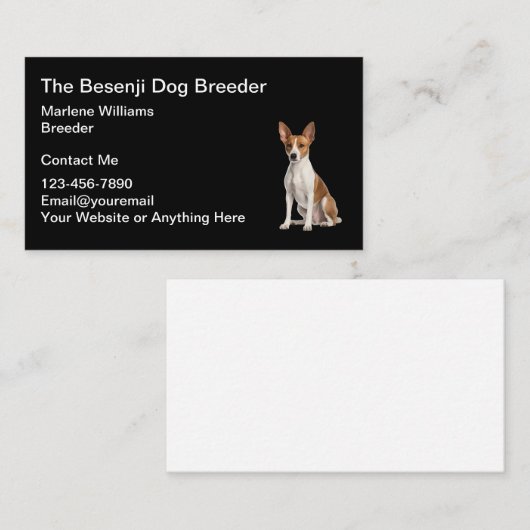 Besenji hondenfokker en redding Visitekaartjes (Voorkant / Achterkant)