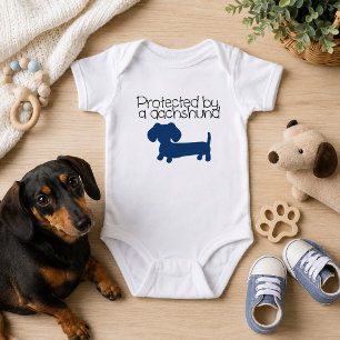 Beskermd door een Dachshund (blauw) Romper