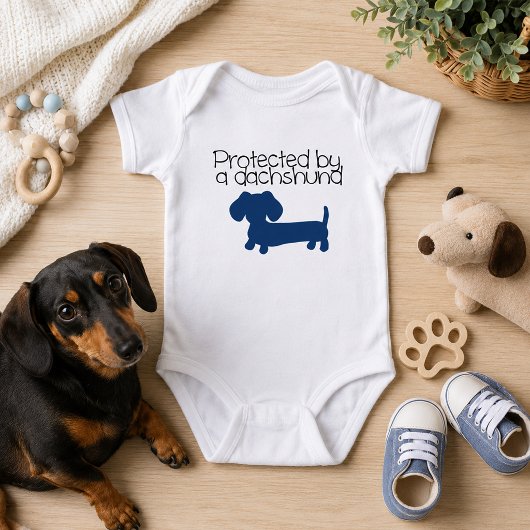 Beskermd door een Dachshund (blauw) Romper