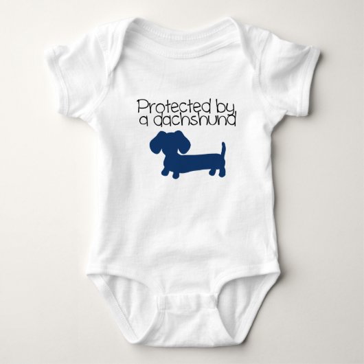Beskermd door een Dachshund (blauw) Romper (Voorkant)