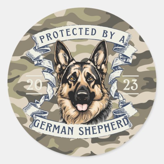 Beskermd door een Duitse herder sticker (Voorkant)