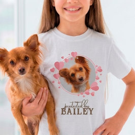 Beskermd door hond aangepaste huisdier foto Roze h T-shirt
