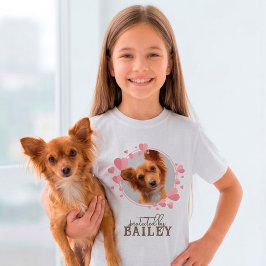 Beskermd door hond aangepaste huisdier foto Roze h T-shirt