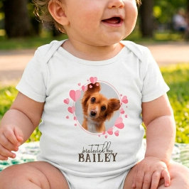 Beskermd door hond Roze harten Persoonlijke foto  Romper