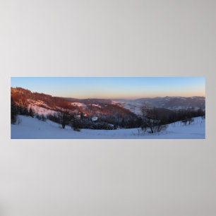 Beskid Sądecki Panorama bij zonsondergang Poster