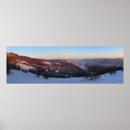 Beskid Sądecki Panorama bij zonsondergang Poster (Voorkant)