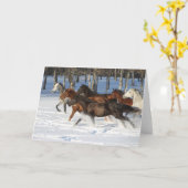 beslag van treinpaarden die op sneeuw rijden kaart (Gele Bloem)