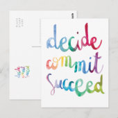 Beslis met succes Kleurrijk Motivatie begaan Briefkaart (Voorkant / Achterkant)