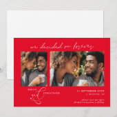 Beslis op het Manuscript 2 foto's Rood Wit Save The Date (Voorkant / Achterkant)