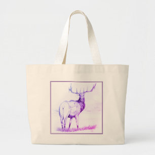 Beslissing w/ Rand (elk tekening/paarse) Grote Tote Bag