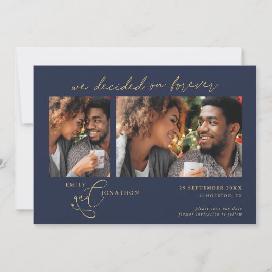 Beslissingen op Forever Script 2 foto's Navy Gold Save The Date (Voorkant)