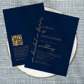 Beslissingen over de eeuwig QR Code Navy Gold Wedd Kaart