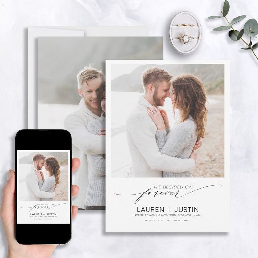 Beslisst op Forever Black White 2 Photo Verloving Kaart