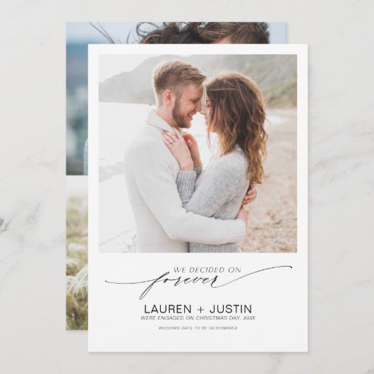 Beslisst op Forever Black White 2 Photo Verloving Kaart (Voorkant / Achterkant)