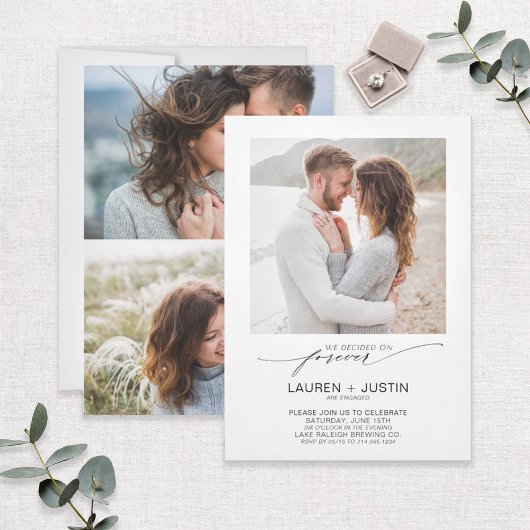 Beslisst op Forever Black White 3 Photo Verloving Kaart