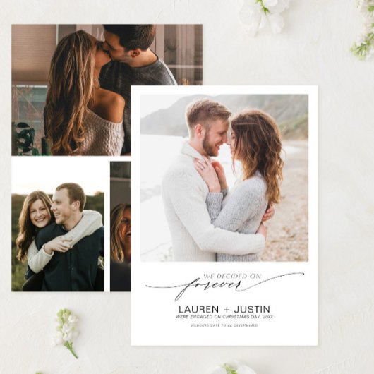 Beslisst op Forever Black White 4 Photo Verloving Kaart