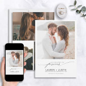 Beslisst op Forever Black White 4 Photo Verloving Kaart