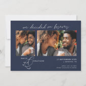 Beslisst op Forever Script 2 foto's Navy White Save The Date (Voorkant)