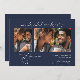 Beslisst op Forever Script 2 foto's Navy White Save The Date