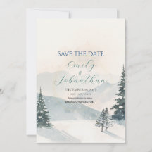Besloten Berg Winter Bruiloft Save the Date