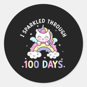 Besloten door 100 dagen meisjes Unicorn 100e dag Ronde Sticker