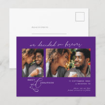 Besloten op Forever 2 foto Paarse Save Date