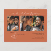 Besloten op Forever 2 foto Terracotta Save Date Aankondigingskaart (Voorkant)