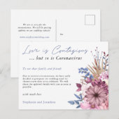 Besmettelijke Liefde Bruiloft Uitgesteld COVID Blo Aankondigingskaart (Voorkant / Achterkant)