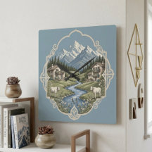 Besneeuwd Alpenberglandschap Rustieke Chalet Blauw